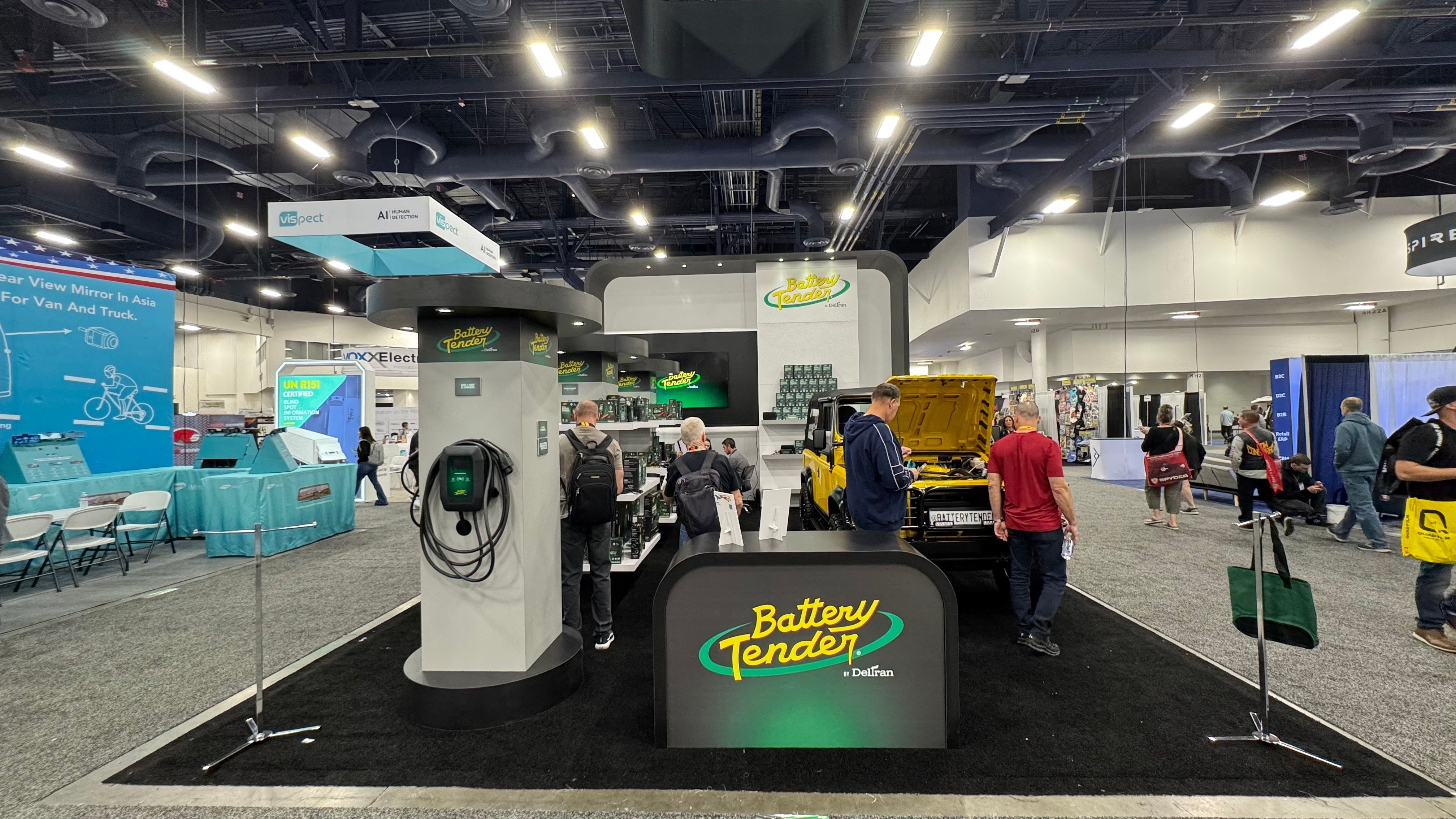 The Battery Tender booth at SEMA 2024.