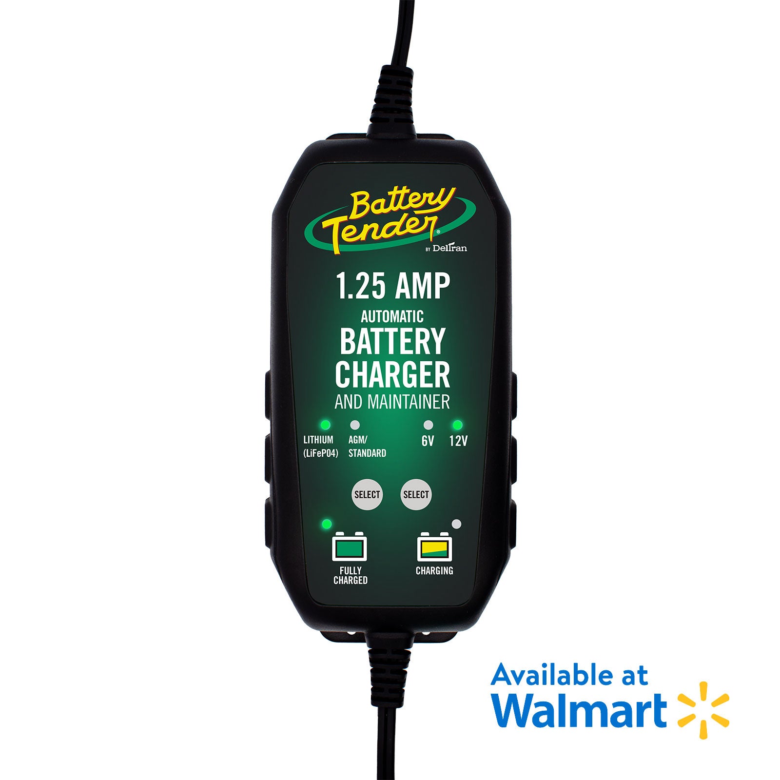 Battery Tender® 6V/12V, 1.25 Amp Lead Acid & Lithium Selectable Battery Charger - Available at Walmart