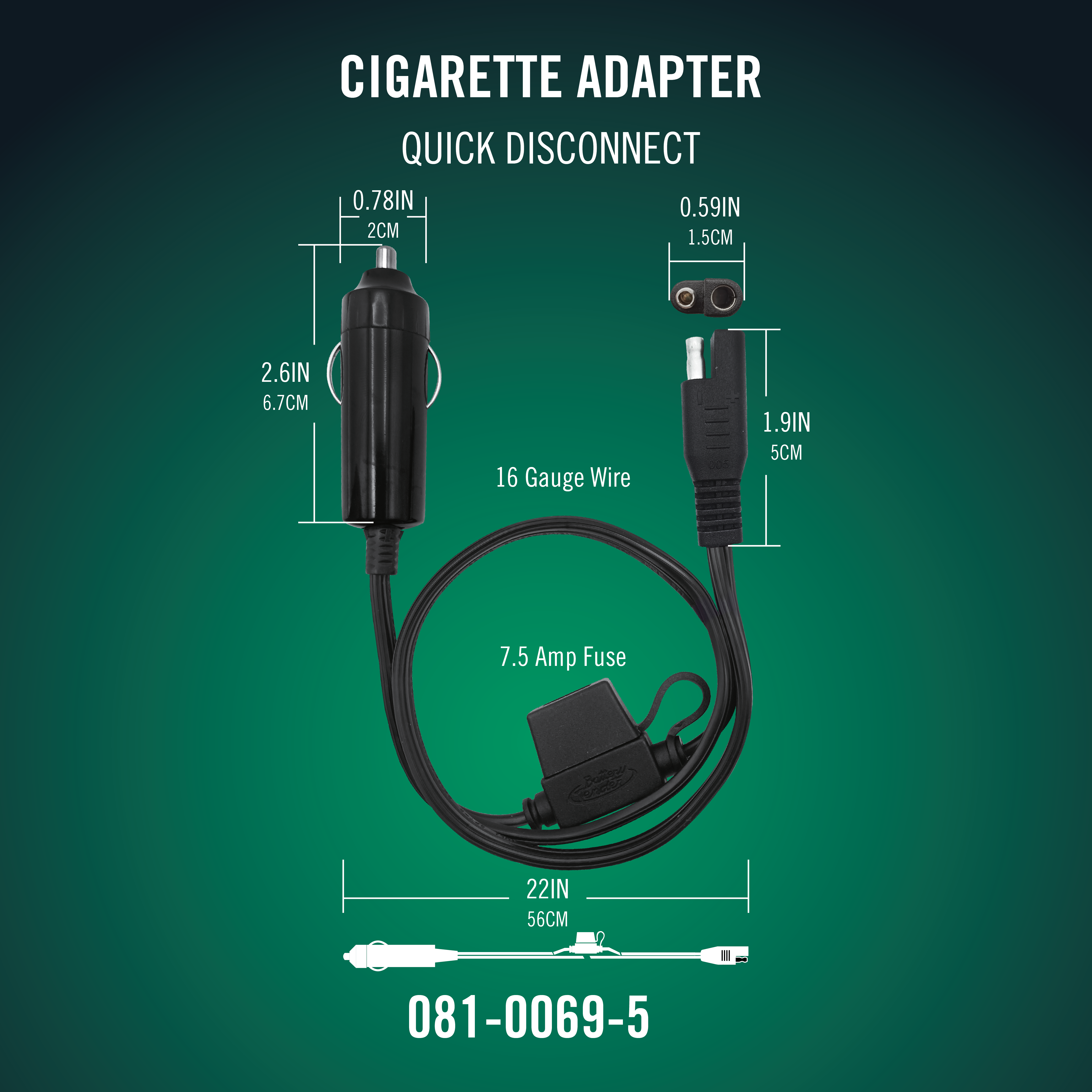 Quick Disconnect 12V Outlet Adapter Cable