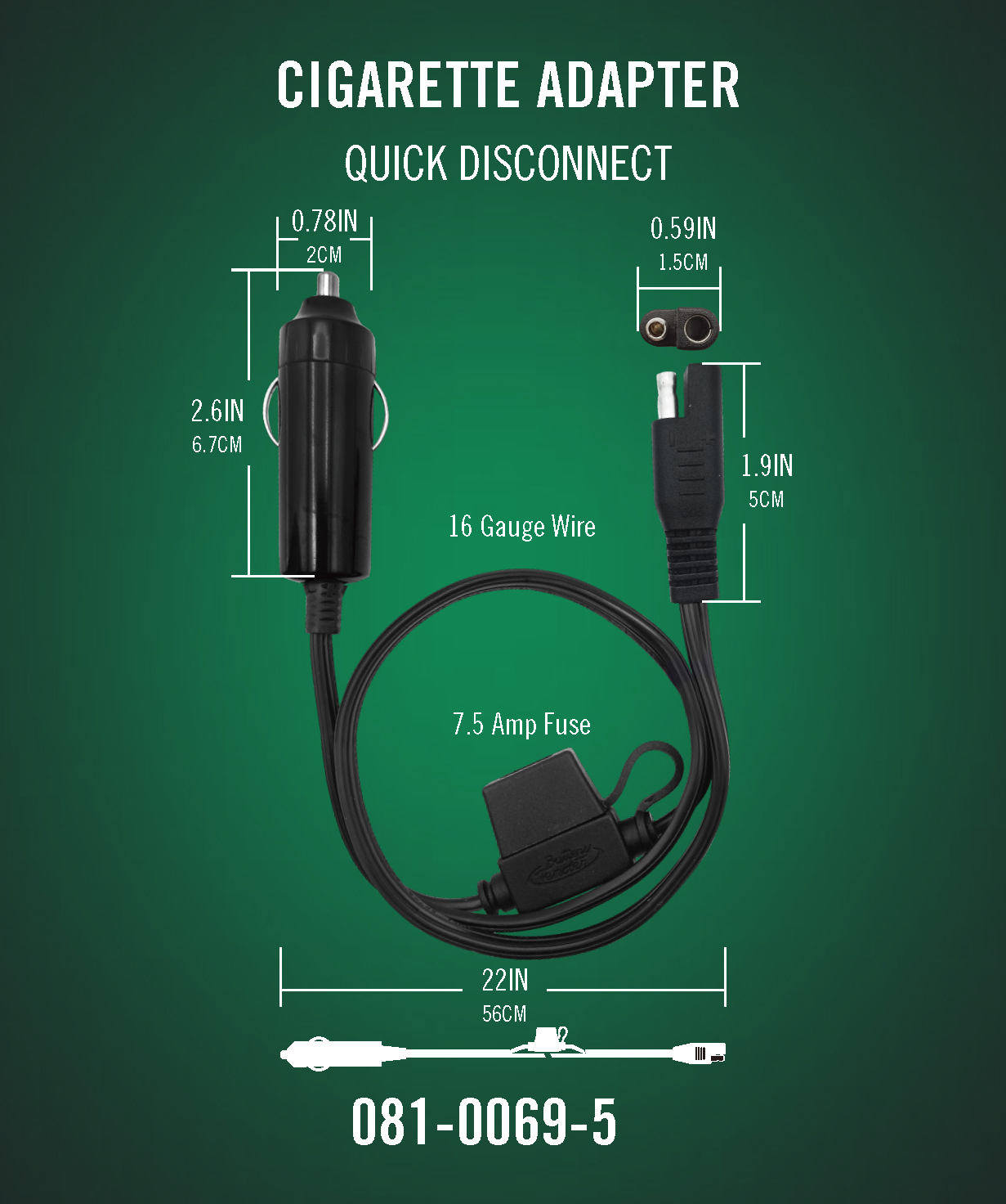 Quick Disconnect 12V Outlet Adapter Cable