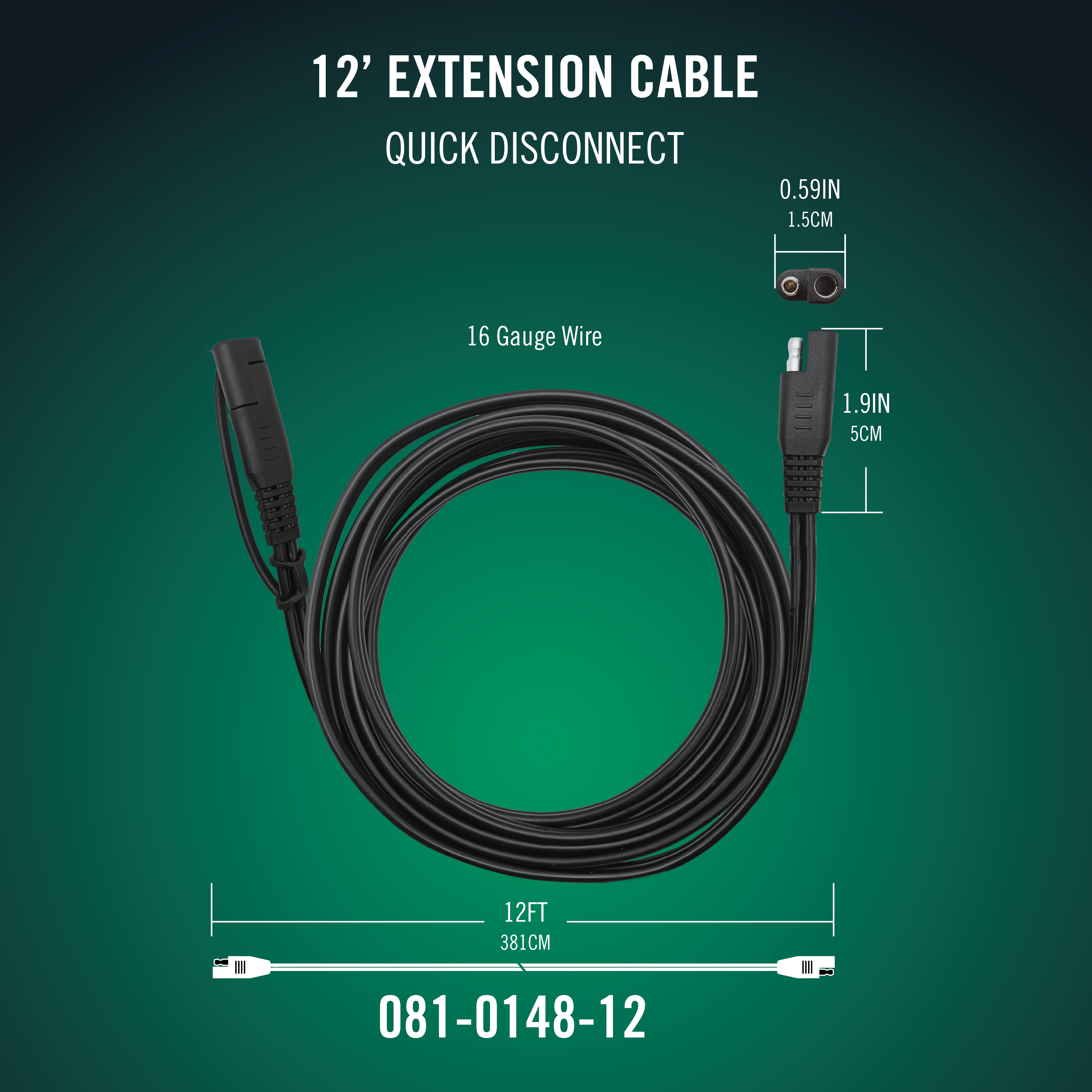 Quick Disconnect  12 Foot Extension Cable