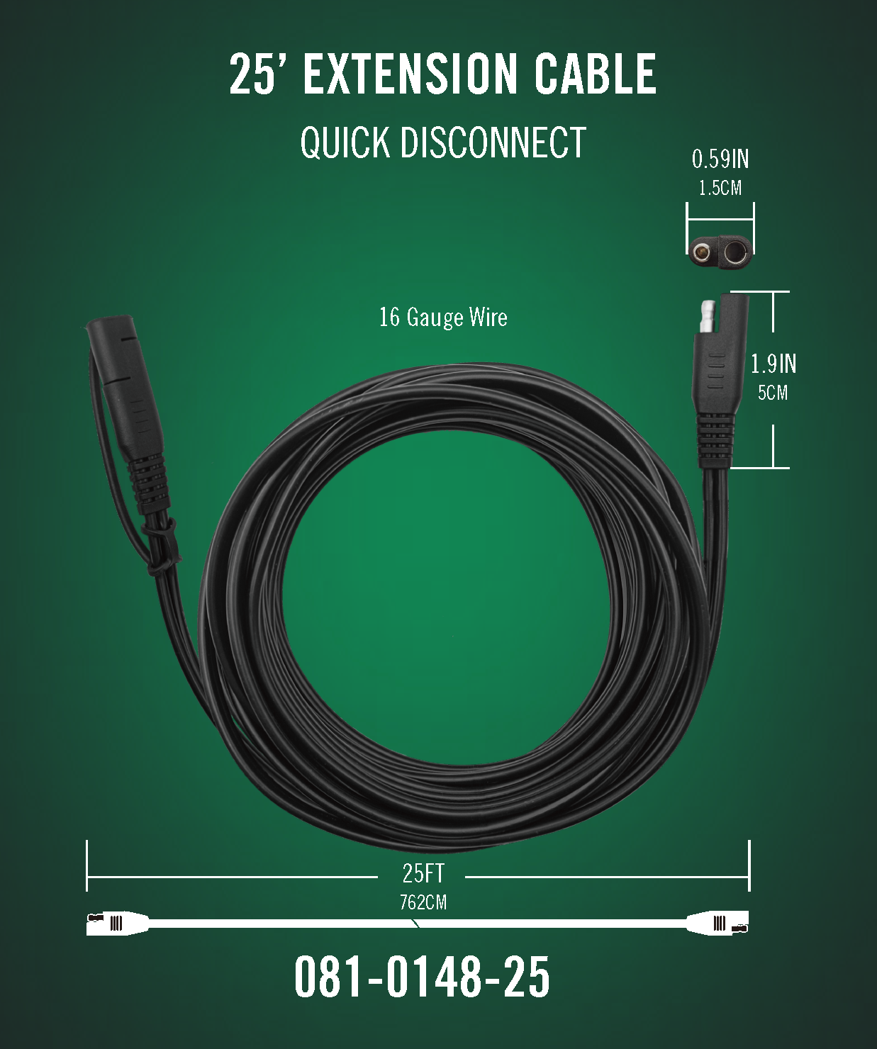 25 Foot SAE Quick Disconnect Extension Cable