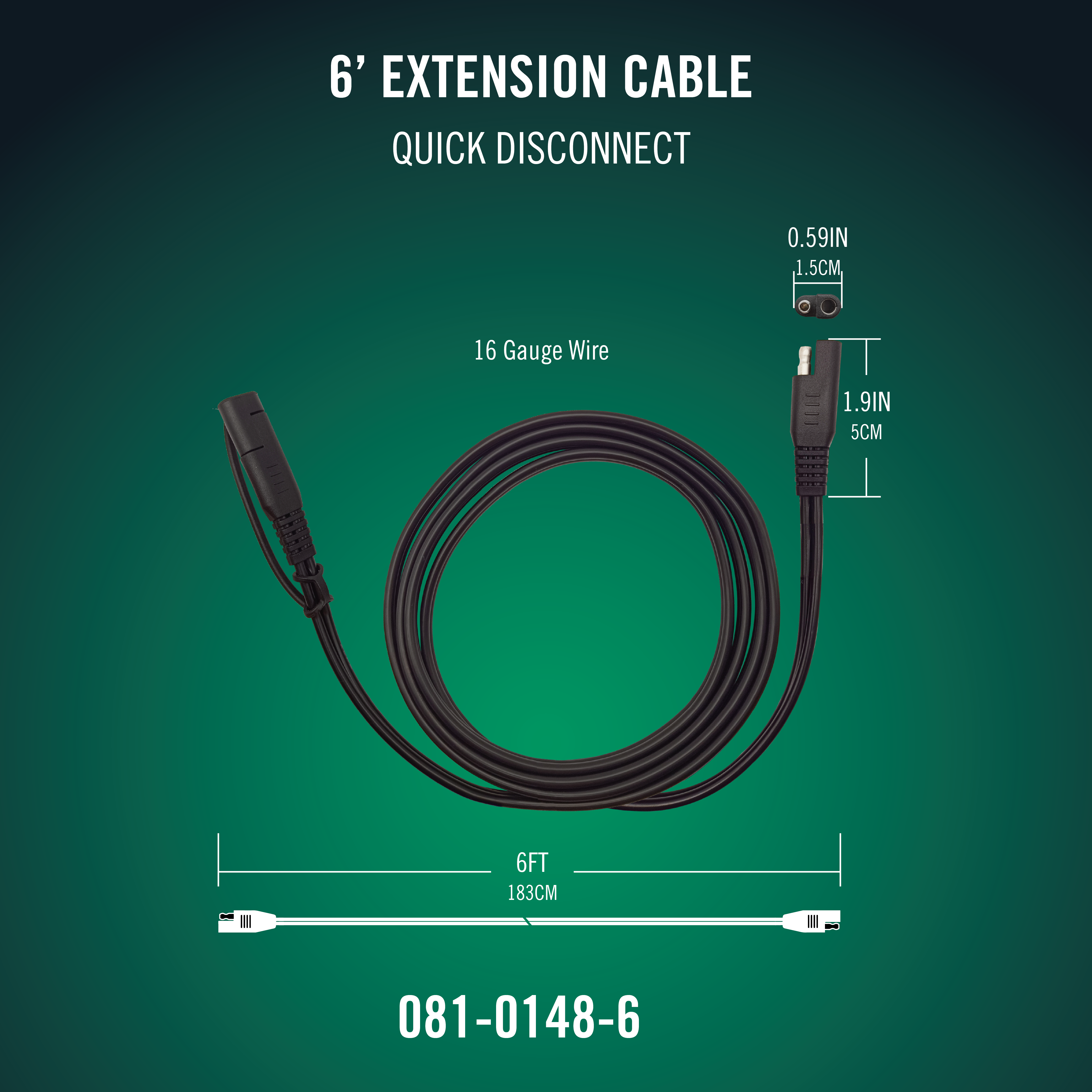 Quick Disconnect  6 Foot Extension Cable