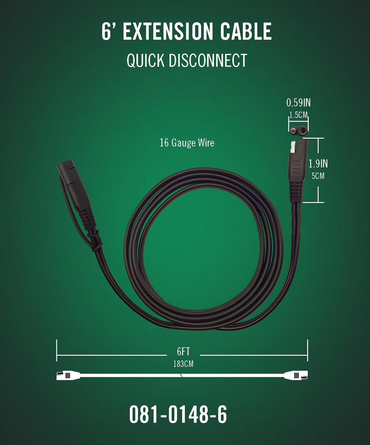 6 Foot SAE Quick Disconnect Extension Cable