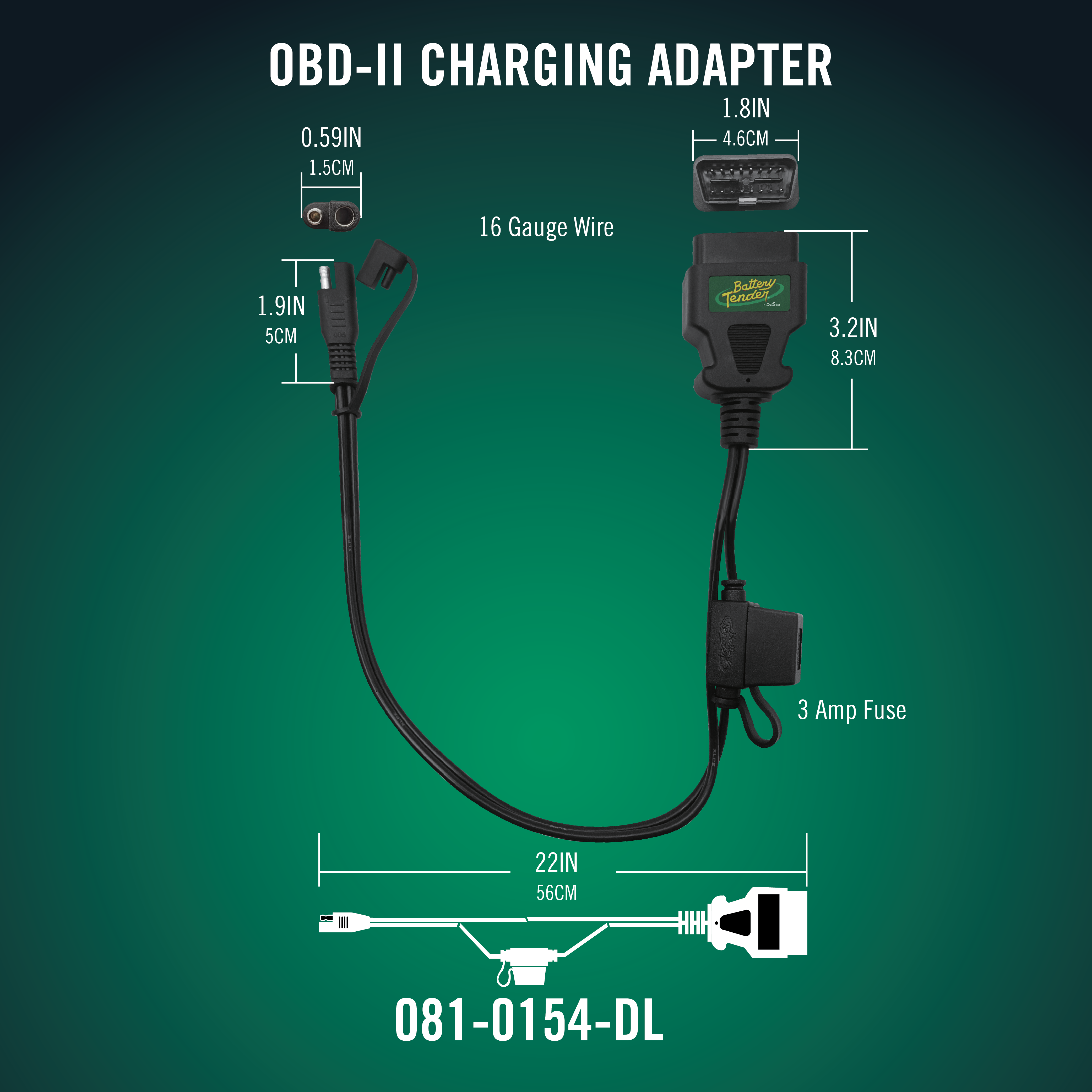 Quick Disconnect OBDII 12V Adapter Cable