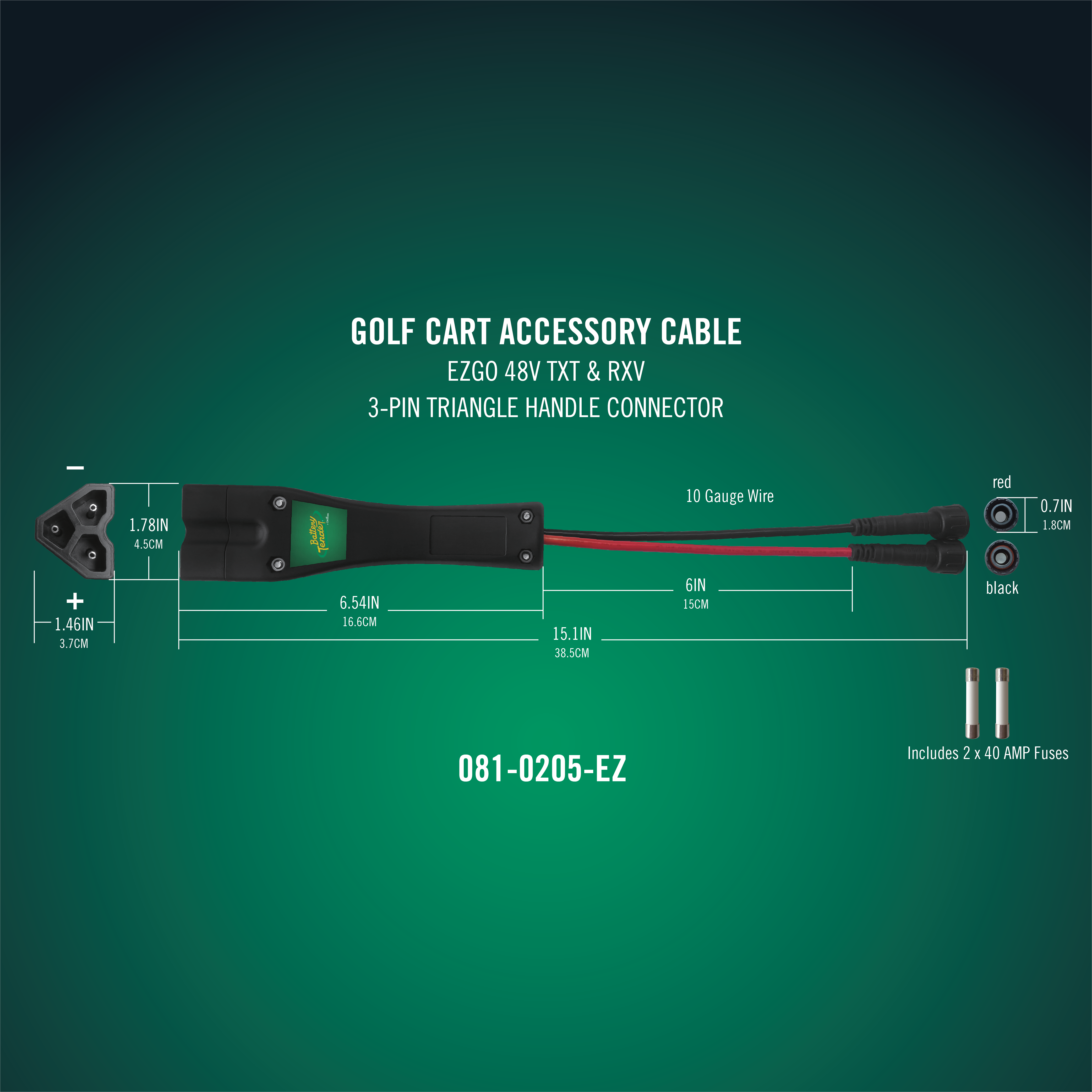 PowerPlus 48V DC Plug - E-Z-GO 3-Pin Triangle Handle