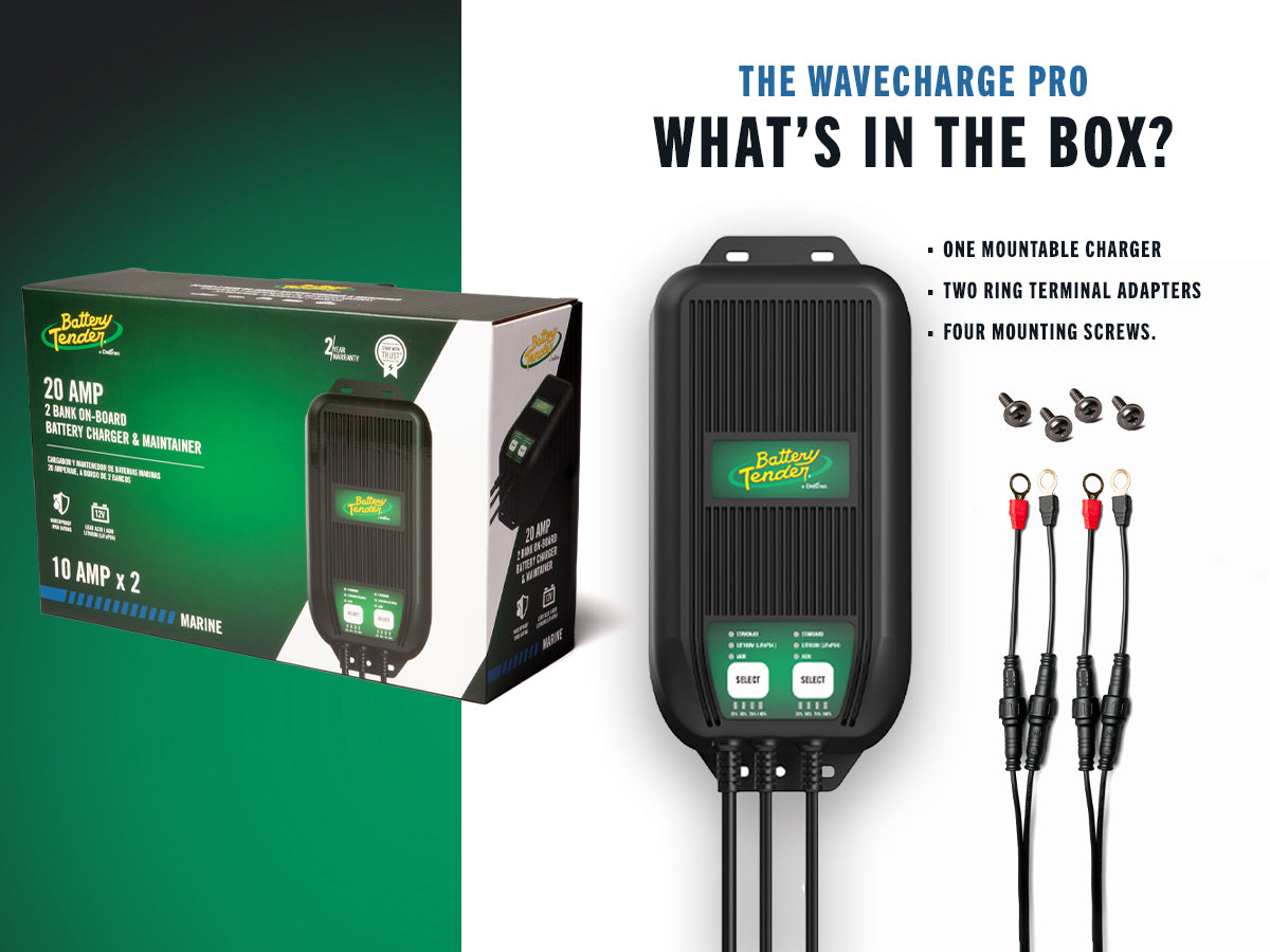 WaveCharge Pro 2-Bank 12V,  20 AMP Battery Charger