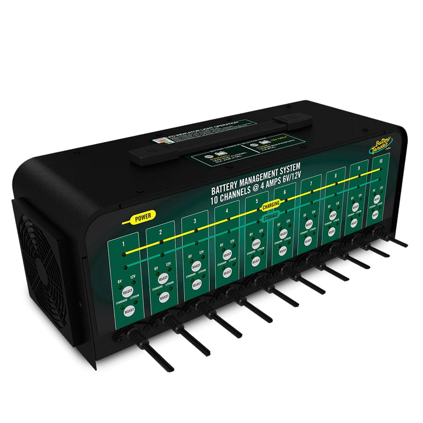 Battery Tender® 10 Bank Battery Charger and Maintainer 12V / 6 V @ 4 Amps per bank and multi battery chemistry selection 