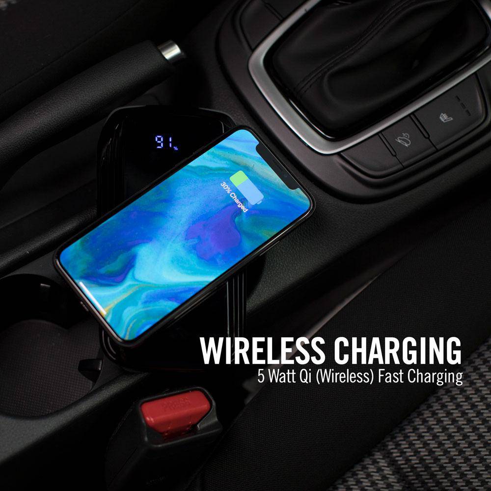 Wireless mobile device charging with built-in Qi wireless charger