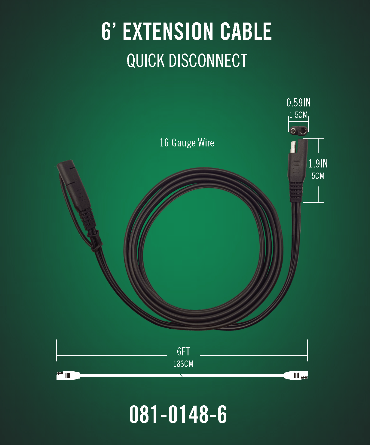 6-Foot SAE Quick Disconnect Extension Cable