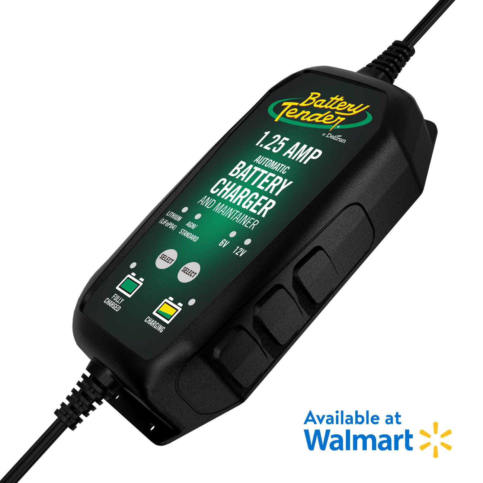 Battery Tender® 6V/12V, 1.25 Amp Lead Acid & Lithium Selectable Battery Charger - Available at Walmart