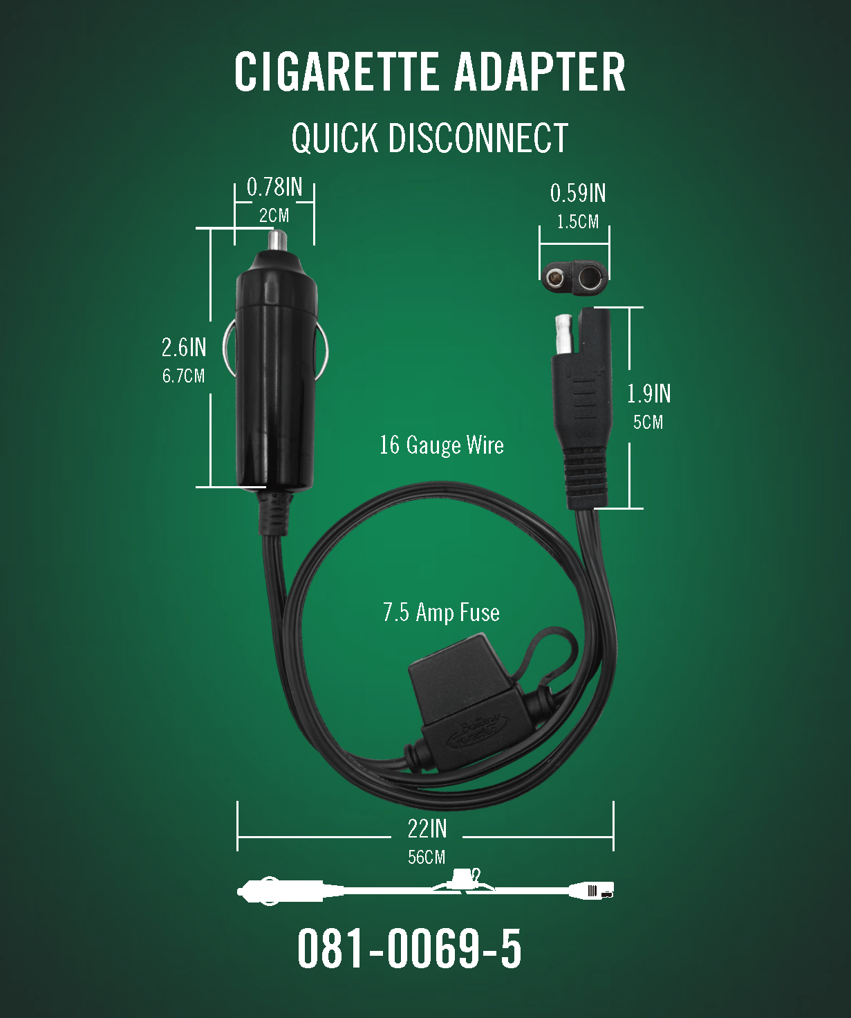 Câble adaptateur de prise 12 V à déconnexion rapide